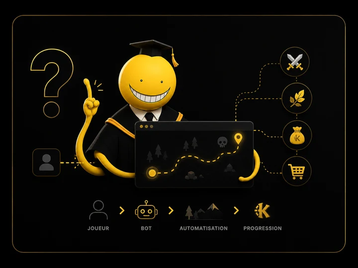 Illustration expliquant le fonctionnement d'un bot Dofus