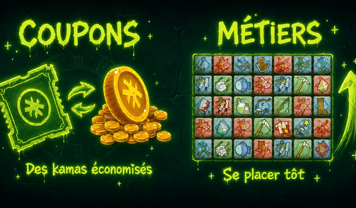 Les coupons et les parchemins de métier vendus par les PNJs marchands de TemporiX